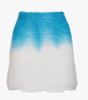 Bottega Veneta Chalk & Skyline Blue Overdyed Knit Mini Skirt NWT Size 42/ US 6